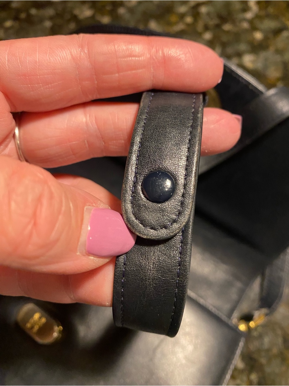 Celine Vintage Black/Dark Navy Triomphe Leather Shoulder Bag - Picture 9 of 17